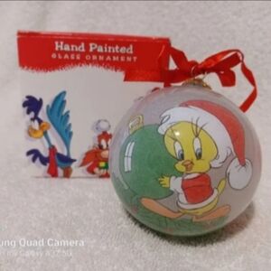 Vintage Looney tunes hand painted glass christmas ornament